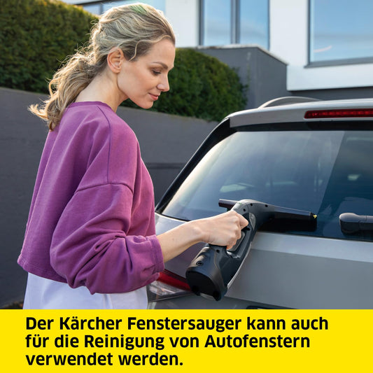 Akku Fenstersauger mit 35 Min Laufzeit, 2 Absaugdüsen, Sprühflasche & Mikrofaserbezug