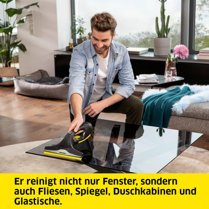 Akku Fenstersauger mit 35 Min Laufzeit, 2 Absaugdüsen, Sprühflasche & Mikrofaserbezug
